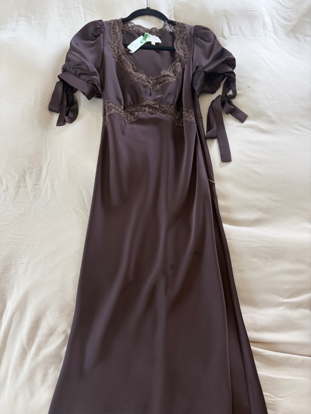 Madewell Brown Lace-Trim Midi Dress